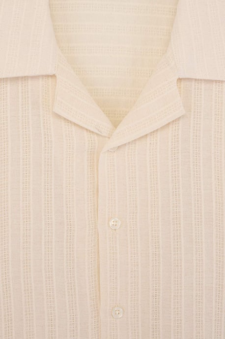 TRENDYOL MAN Men's Ecru Textured Short Oversize Shirts - Image 4