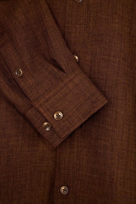 TRENDYOL MAN Men's Brown Plain Long Regular fit Shirts - Image 5