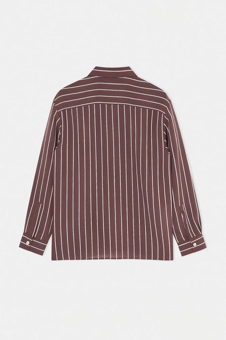 TRENDYOL MAN Men's Brown Striped Long Oversize Shirts - Image 5