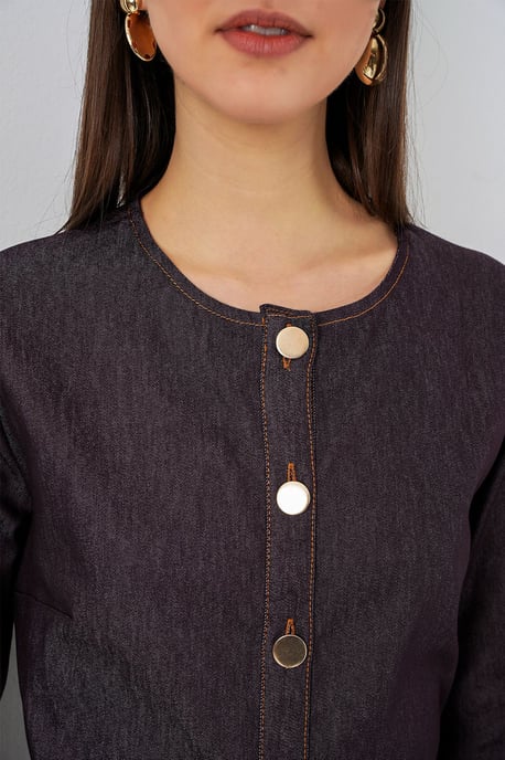 Belted Denim Midi Dress - Image 4