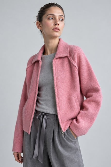 Soft Touch Zip-Up Knit Cardigan - Image 1