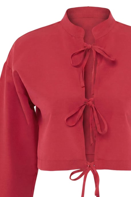 TRENDYOLMİLLA Dames Rood Gestreept Lang Regular fit Overhemden - Image 4