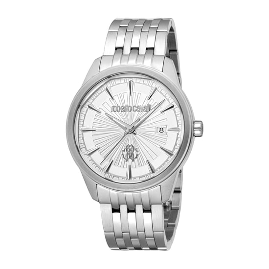 ROBERTO CAVALLI Men Watch, Silver Color Case, Silver Dial, Stainless Steel Metal Bracelet, 3 Hands Date, 5 ATM - Image 1