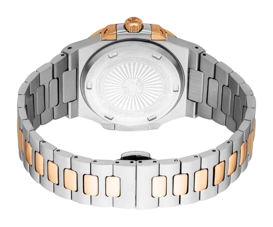 ROBERTO CAVALLI Men Watch, Two Tone Silver & Rose Gold Color Case, Dark Grey Dial, Two Tone Silver & Rose Gold Color Metal Bracelet, 3 Hands Date, 3 ATM - Image 2