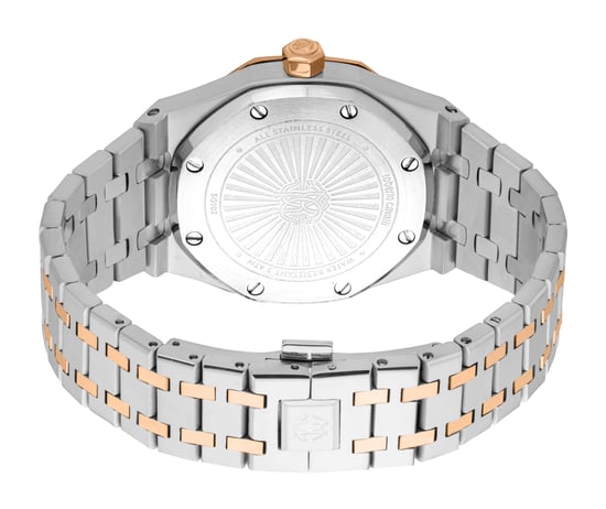 ROBERTO CAVALLI Men Watch, Two Tone Silver & Rose Gold Color Case, Silver Dial, Two Tone Silver & Rose Gold Color Metal Bracelet, 3 Hands Date, 3 ATM - Image 2