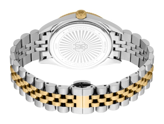ROBERTO CAVALLI Men Watch, Two Tone Silver & Gold Color Case, Black Dial, Two Tone Silver & Gold Color Metal Bracelet, 3 Hands Day-Date, 5 ATM - Image 2