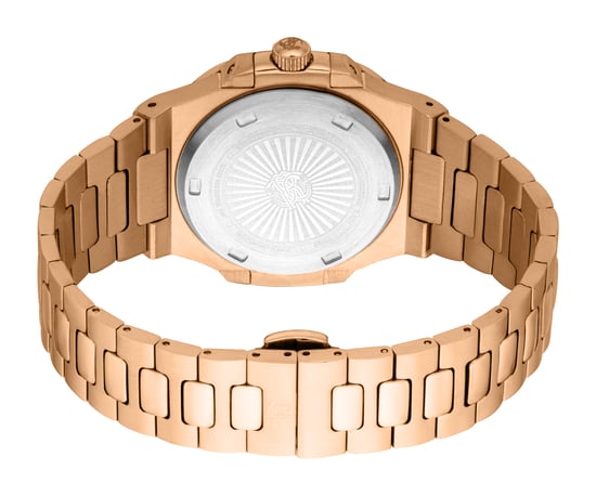 ROBERTO CAVALLI Men Watch, Rose Gold Color Case, Black Dial, Rose Gold Color Metal Bracelet, 3 Hands Date, 3 ATM - Image 2
