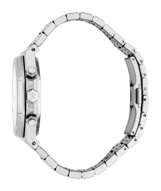 ROBERTO CAVALLI Men Watch, Silver Color Case, Silver Dial, Stainless Steel Metal Bracelet, Chronograph, 3 ATM - Image 3