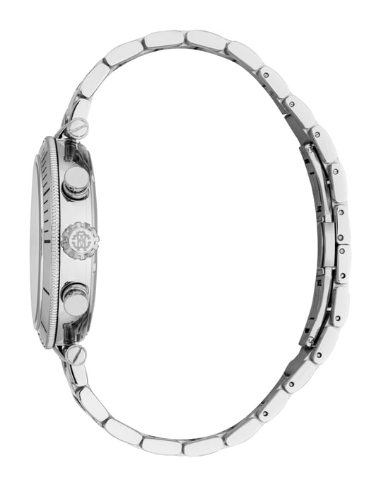 ROBERTO CAVALLI Men Watch, Silver Color Case, Black Dial, Stainless Steel Metal Bracelet, Chronograph, 10 ATM - Image 3