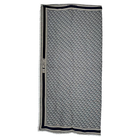 Dior Oblique Scarf in Grey Silk - Image 1