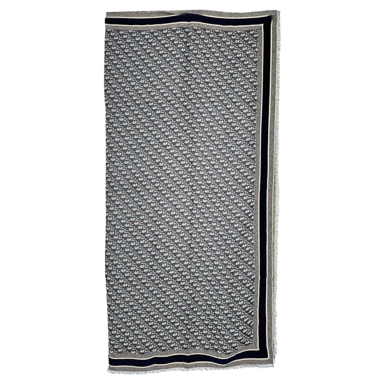 Dior Oblique Scarf in Grey Silk - Image 2