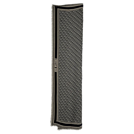 Dior Oblique Scarf in Grey Silk - Image 3