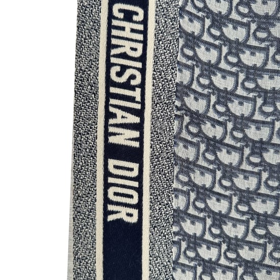 Dior Oblique Scarf in Grey Silk - Image 4