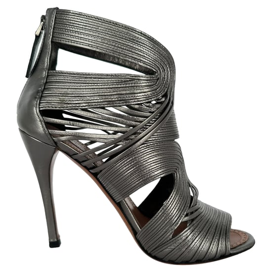 Alaïa Cage Wave Stilletto in Silver Leather - Image 1
