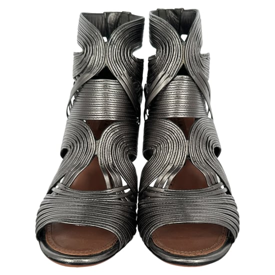 Alaïa Cage Wave Stilletto in Silver Leather - Image 2