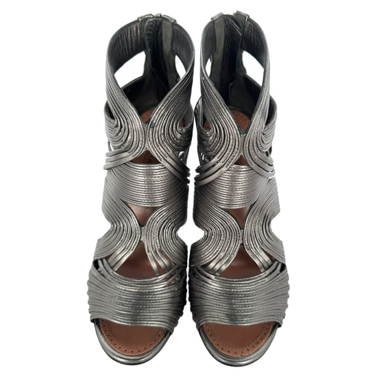 Alaïa Cage Wave Stilletto in Silver Leather - Image 3