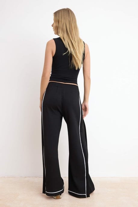 TRENDYOLMİLLA Dames Zwart Effen Wijde pijp Normale taille Broeken - Image 3