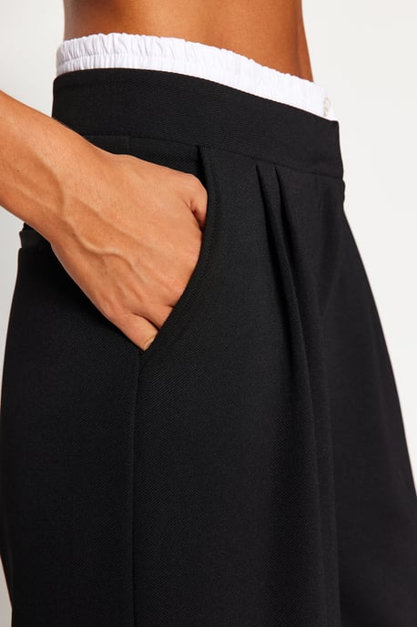 TRENDYOLMİLLA Women's Black Plain Wide Leg High Waist Trousers - Image 4
