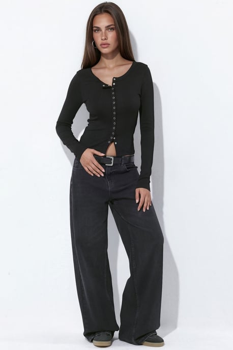 Knit Top with Full Front Snap Buttons - Image 2