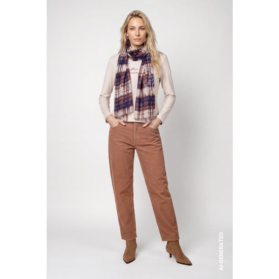 Monari scarf with plaid pattern 810265 554 tiramisu pattern - Image 2