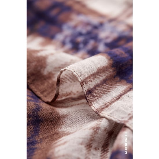 Monari scarf with plaid pattern 810265 554 tiramisu pattern - Image 3