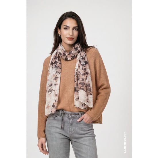 Monari houndstooth-patterned scarf 810055 528 brown sugar pattern - Image 5