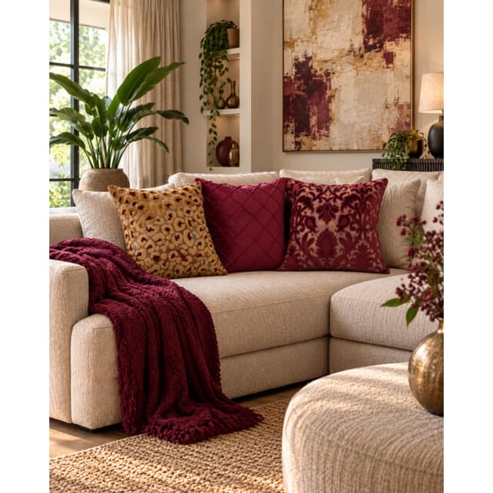 NOVÉE Leopard bruin/burgundy kussenhoes | 45x45 cm | velvet/polyester - Image 2