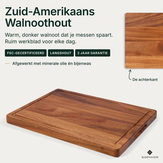Sophior Houten snijplank walnoot, 42×30×2,8 cm - Image 2