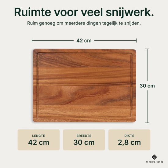 Sophior Houten snijplank walnoot, 42×30×2,8 cm - Image 4