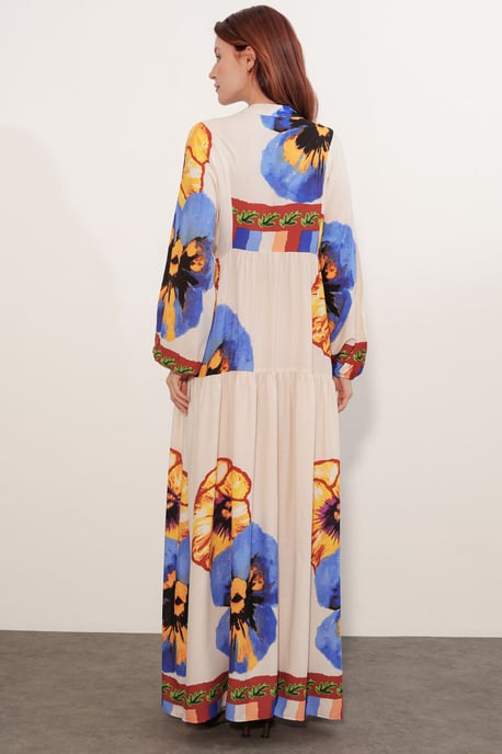Patterned V-Neck Maxi Dress - Image 6