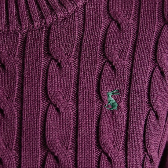 Joules Classic Cable Womens Sweaters Wine - Image 2