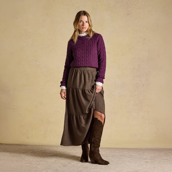 Joules Classic Cable Womens Sweaters Wine - Image 5
