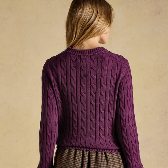 Joules Classic Cable Womens Sweaters Wine - Image 6