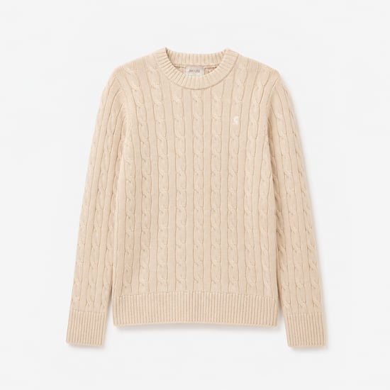 Joules Classic Cable Womens Sweaters Oatmeal - Image 1