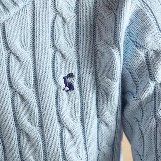 Joules Classic Cable Womens Jumpers Light Blue - Image 4