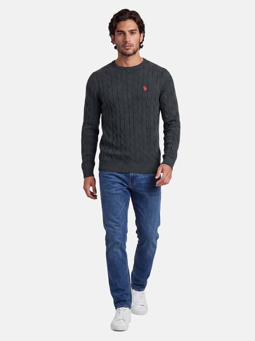 U.S. POLO ASSN. men’s cable knit jumper – 100% cotton - Image 4