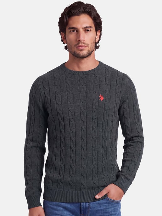 U.S. POLO ASSN. men’s cable knit jumper – 100% cotton - Image 5