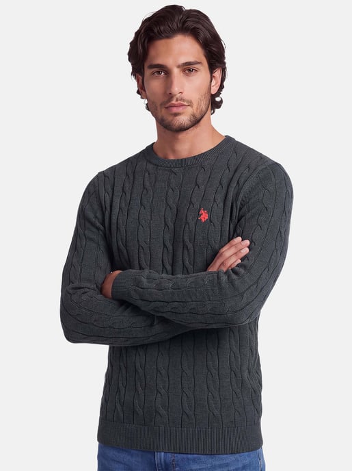U.S. POLO ASSN. men’s cable knit jumper – 100% cotton - Image 6