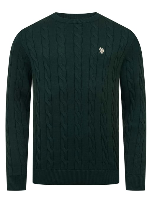 U.S. POLO ASSN. men’s cable knit jumper – 100% cotton - Image 1