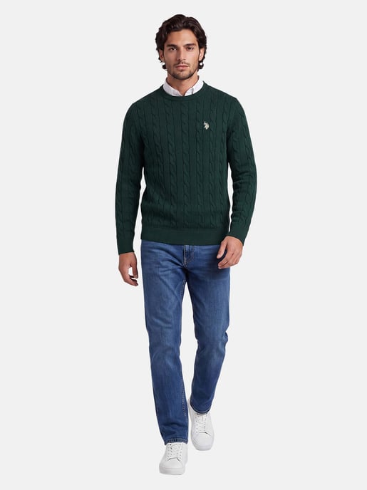 U.S. POLO ASSN. men’s cable knit jumper – 100% cotton - Image 4