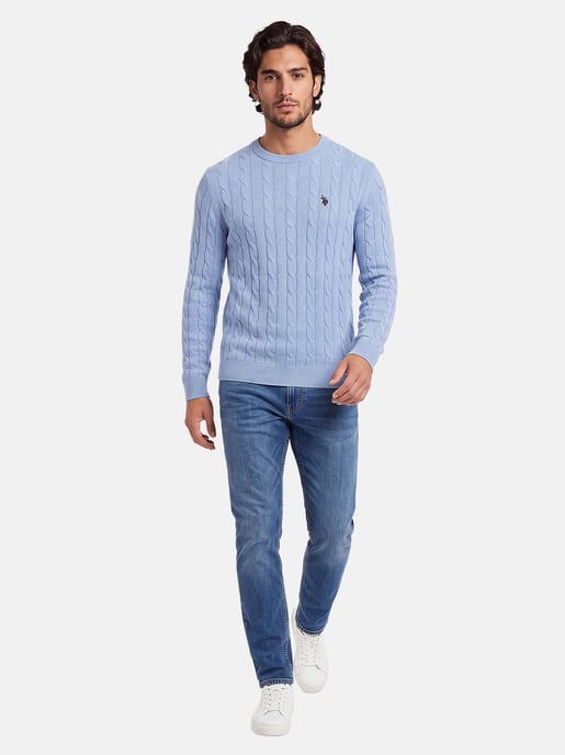 U.S. POLO ASSN. men’s cable knit jumper – 100% cotton - Image 4