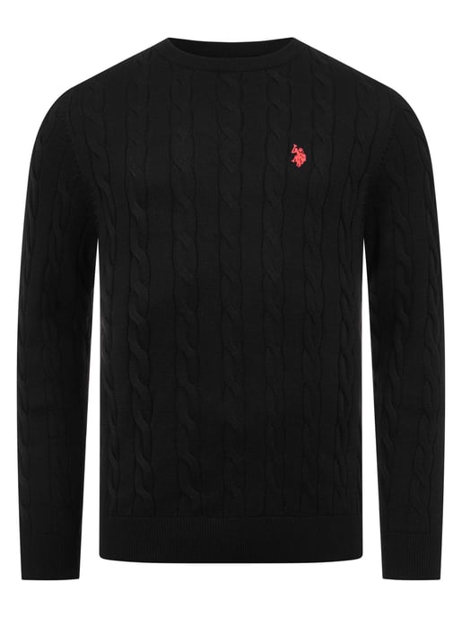 U.S. POLO ASSN. men’s cable knit jumper – 100% cotton - Image 1