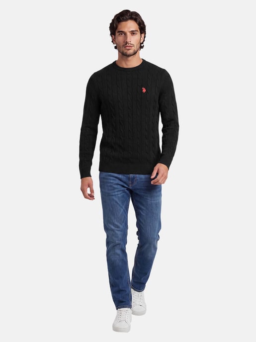 U.S. POLO ASSN. men’s cable knit jumper – 100% cotton - Image 4
