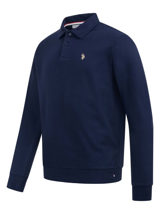 U.S. POLO ASSN. USEthaan heren sweatpolo met lange mouwen – knoopsluiting & geborduurd logo - Image 2