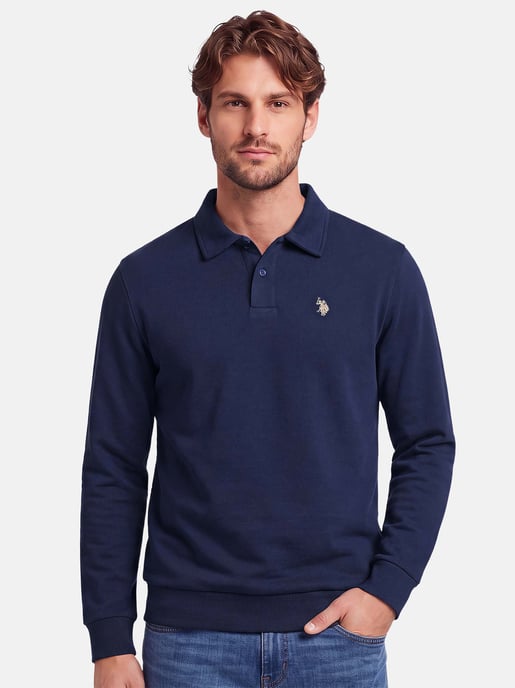 U.S. POLO ASSN. USEthaan heren sweatpolo met lange mouwen – knoopsluiting & geborduurd logo - Image 5