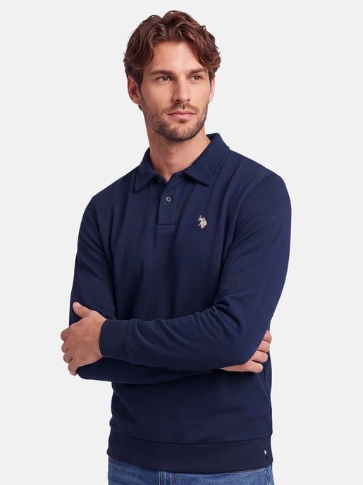 U.S. POLO ASSN. USEthaan heren sweatpolo met lange mouwen – knoopsluiting & geborduurd logo - Image 6