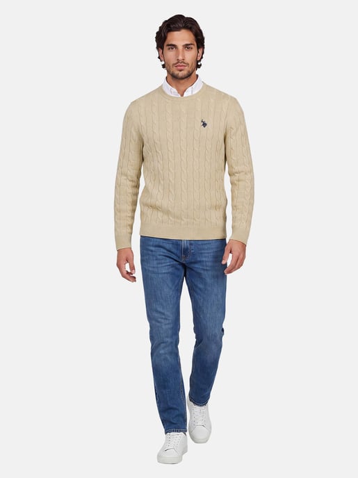 U.S. POLO ASSN. men’s cable knit jumper – 100% cotton - Image 4
