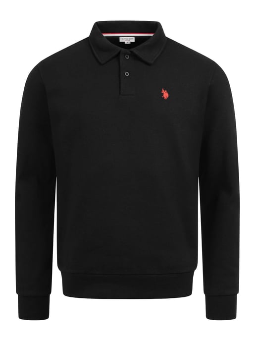 U.S. POLO ASSN. USEthaan heren sweatpolo met lange mouwen – knoopsluiting & geborduurd logo - Image 1