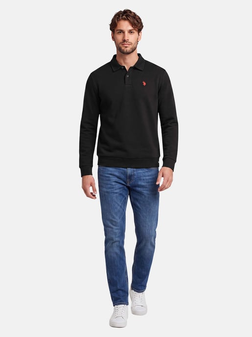 U.S. POLO ASSN. USEthaan heren sweatpolo met lange mouwen – knoopsluiting & geborduurd logo - Image 4