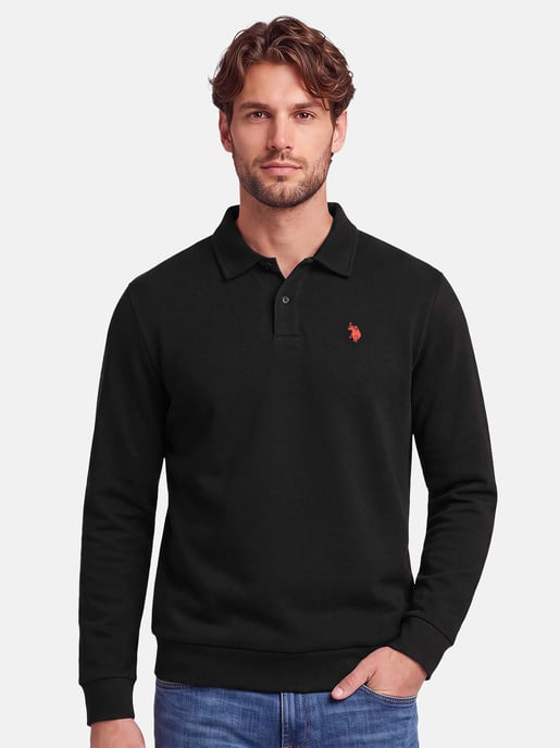 U.S. POLO ASSN. USEthaan heren sweatpolo met lange mouwen – knoopsluiting & geborduurd logo - Image 5